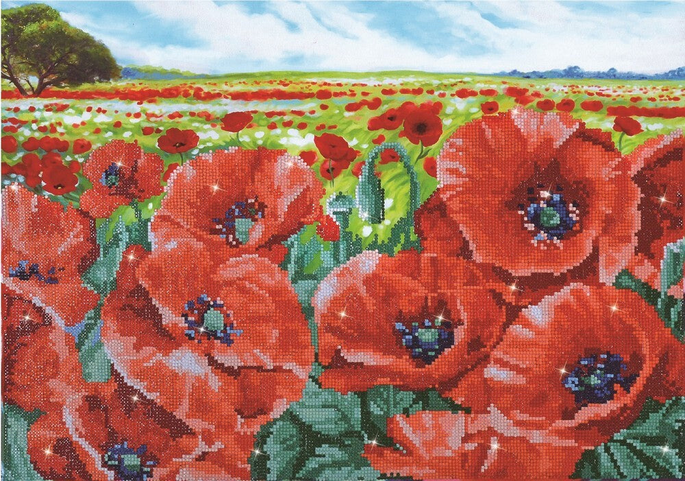Diamond Dotz Red Poppy Field Diamond Painting Kit