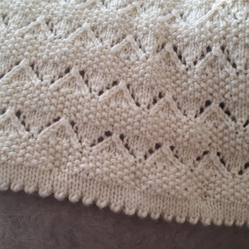 Moss Stitch and Lace Blanket