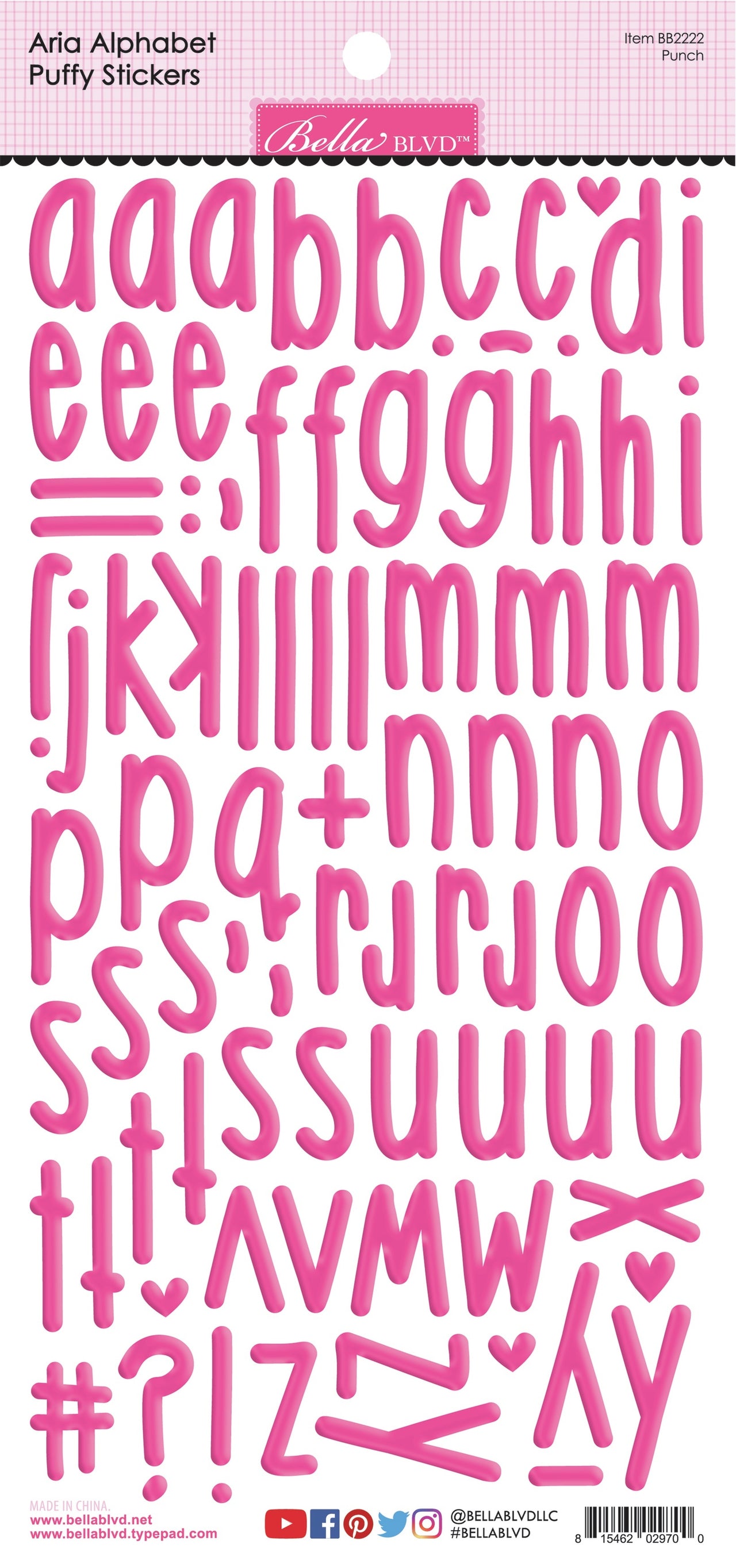 Doodlebug Aria Alpha Puffy Stickers - Punch