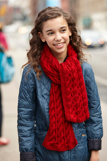 Two Sided Cable Scarf in Lion Brand Vanna's Choice - L30129