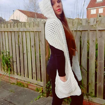 Crochet Hooded Pocket Shawl Pattern