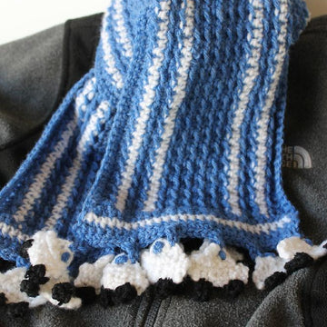 Car or Flower Fringe Textured Crochet Scarf Pattern