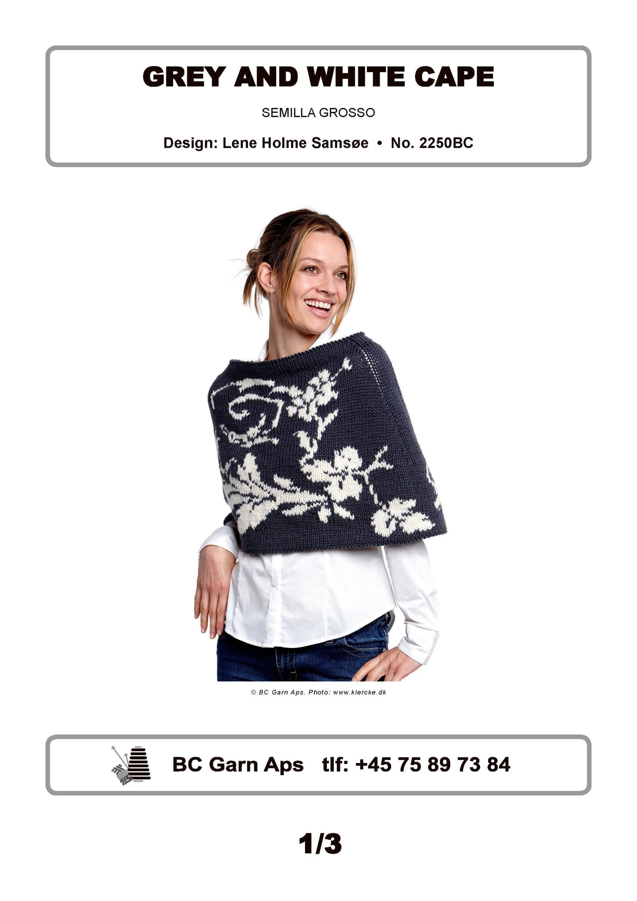 Grey & White Cape in BC Garn Semilla Grosso - 2250BC - Downloadable PDF