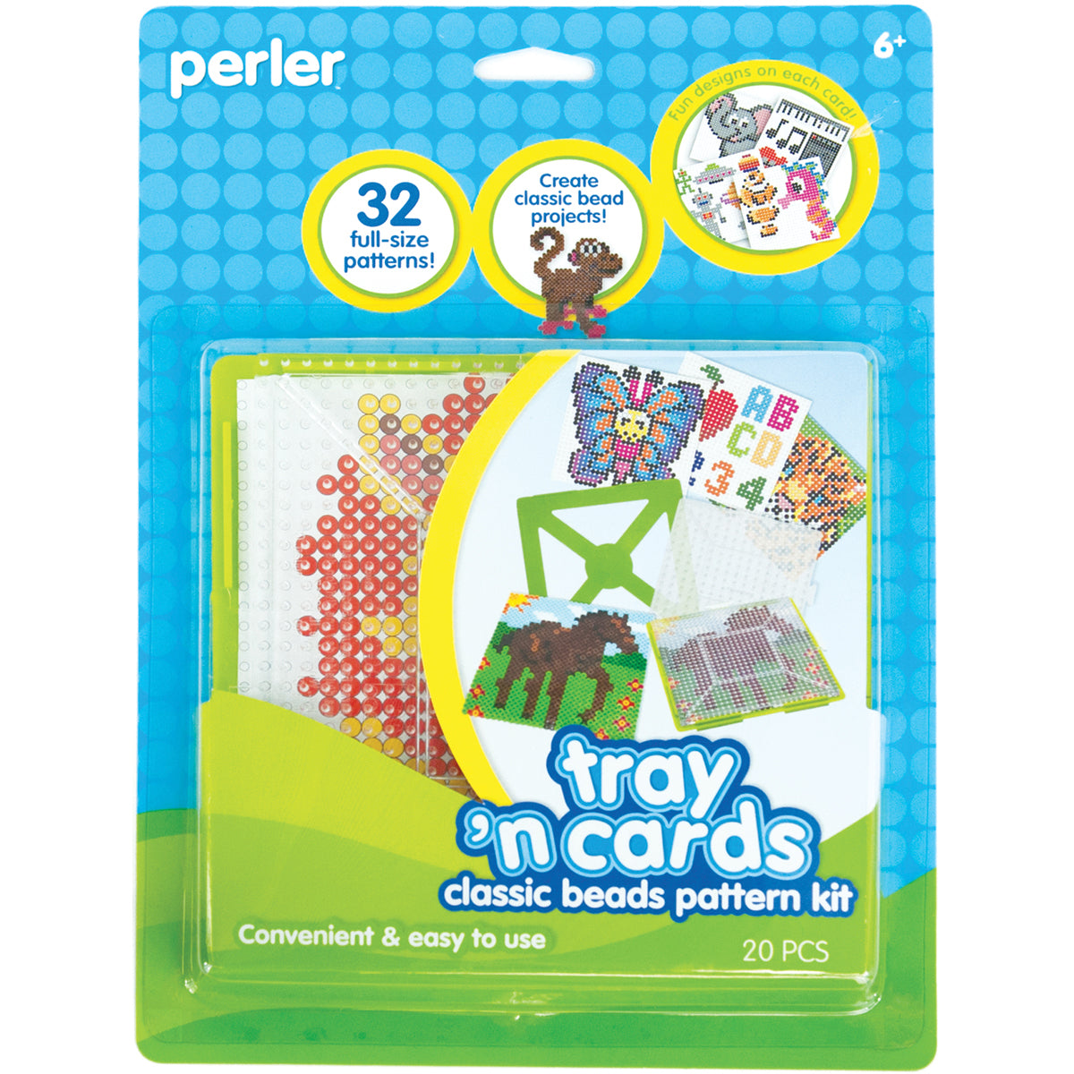 Perler Tray 'n Cards Pattern Kit - Classic Beads