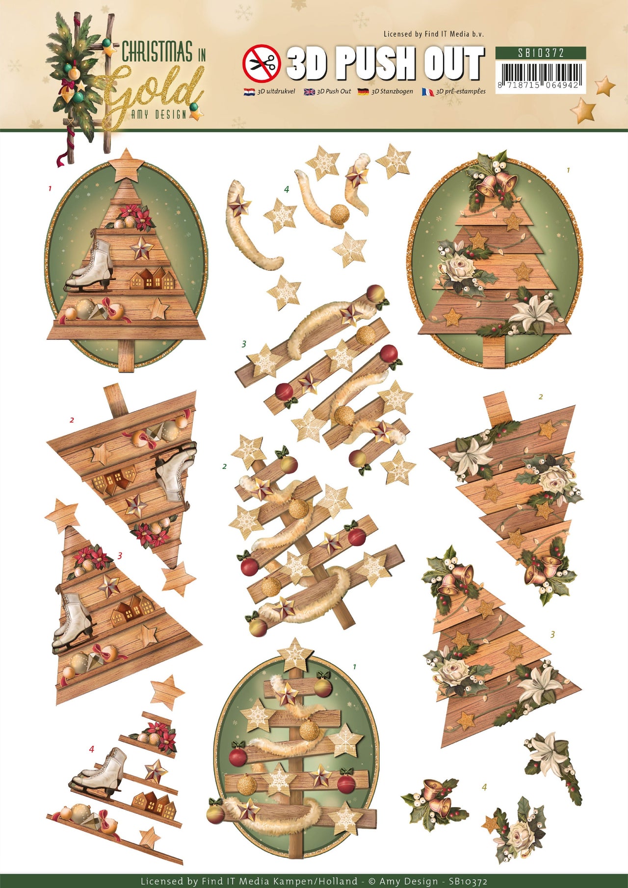 Find It Trading Amy Design Punchout Sheet - Trees, Christmas In Gold