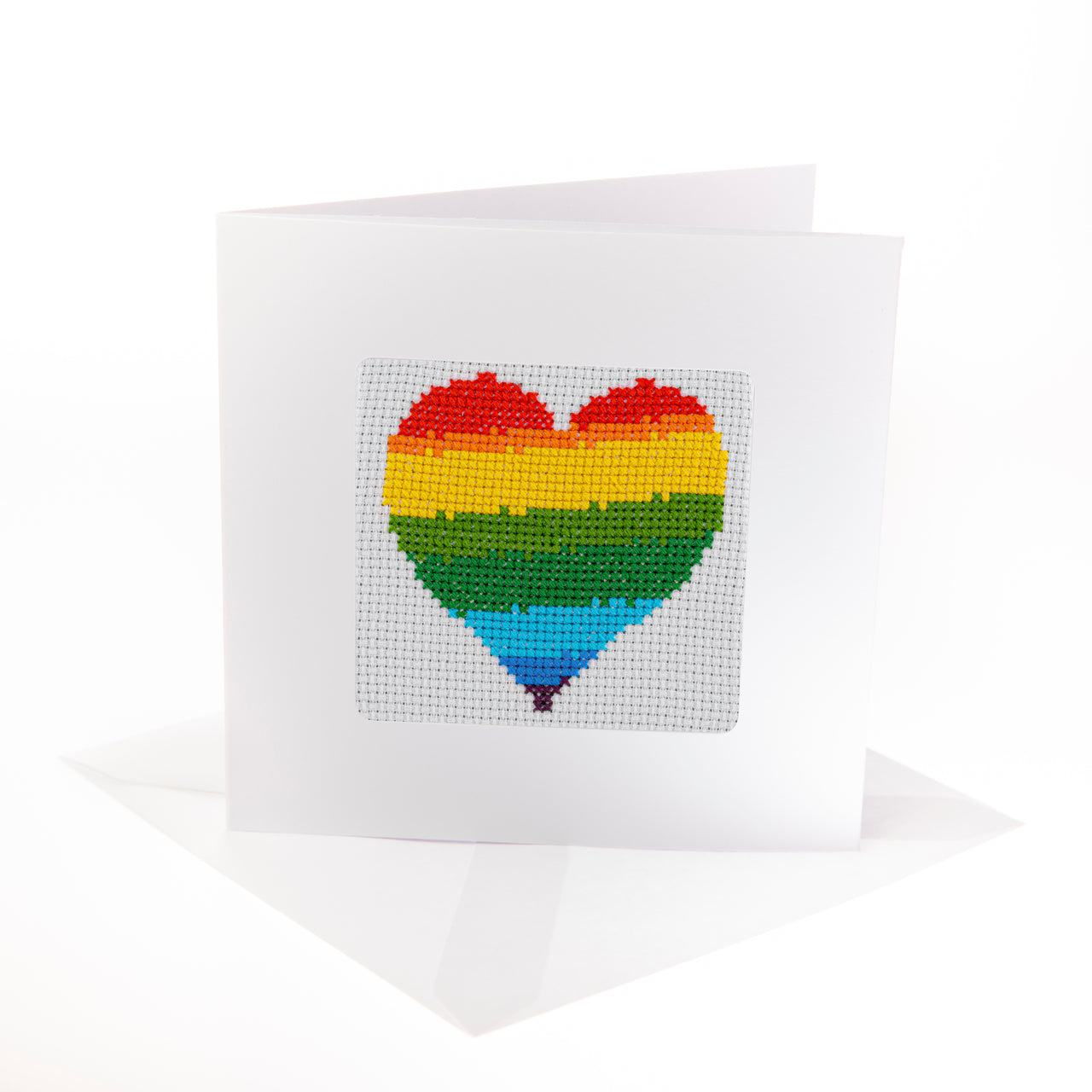 Stitchfinity Rainbow Heart Mini Card Cross Stitch Kit - 13cm x 13cm