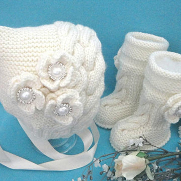 Knitting PATTERN Baby Set Hat and Shoes Baby Girl Newborn