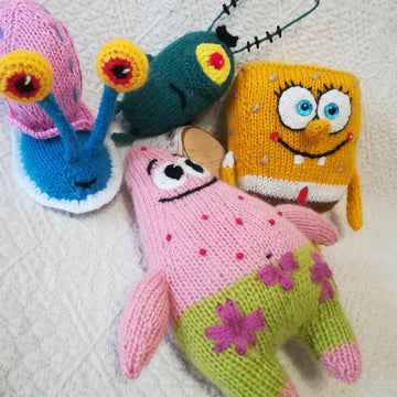 Toy Knitting Patterns Set of 4 SpongeBob Collection
