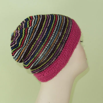 Himalaya Stripe Beanie Hat Circular knitting pattern