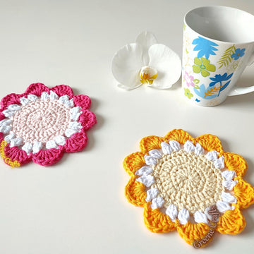 "Spring Blossom" Flower Coaster - Home Decoration Crochet Pattern