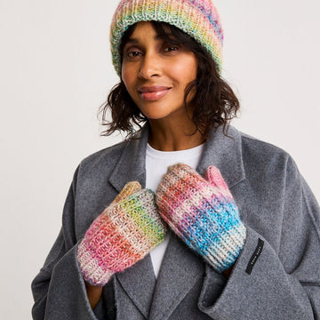 Marbled Hat & Mittens Knitting Pattern in Sirdar Jewelspun With Wool Chunky - Downloadable PDF