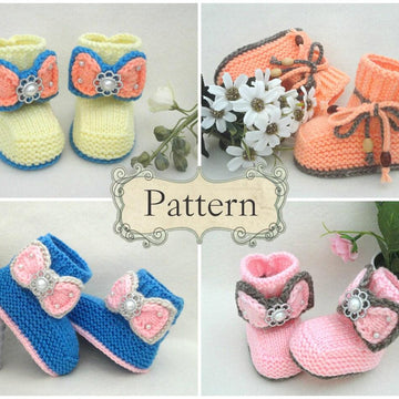 Knitting PATTERN Baby Shoes Baby Booties with Bows