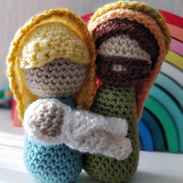 Mini Nativity Scene Christmas Dolls Mary Joseph Baby Jesus Creche Krippe crochet amigurumi