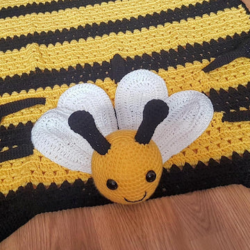3in1 Happy Bee Folding Baby Blanket Toy Lovey