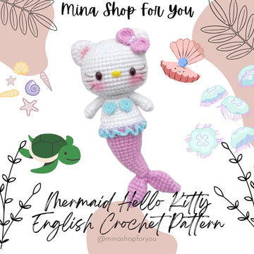 Mermaid Kitty  Amigurumi Crochet Pattern: 6-inch Doll (English PDF)