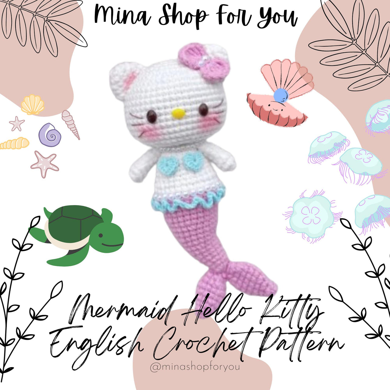 Mermaid Kitty  Amigurumi Crochet Pattern: 6-inch Doll (English PDF)