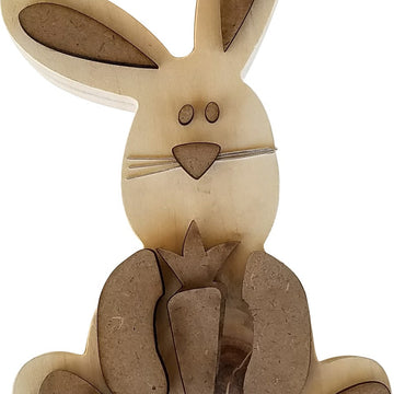 Foundations Decor Interchangeable "O" Wood Shape - Easter Bunny, 5.25"X7.75"