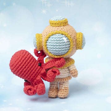 Diver and octopus