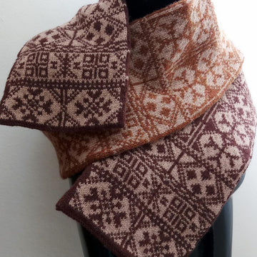 Fair Isle Scarf in Browns and Tan