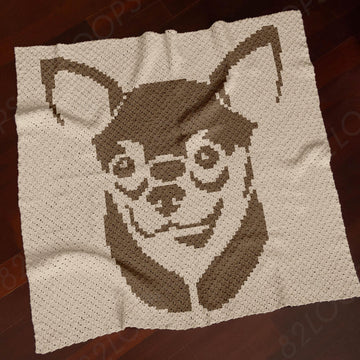 Beginner-friendly Chihuahua Blanket C2C CROCHET PATTERN Toy Dog Face Throw Mexican breed