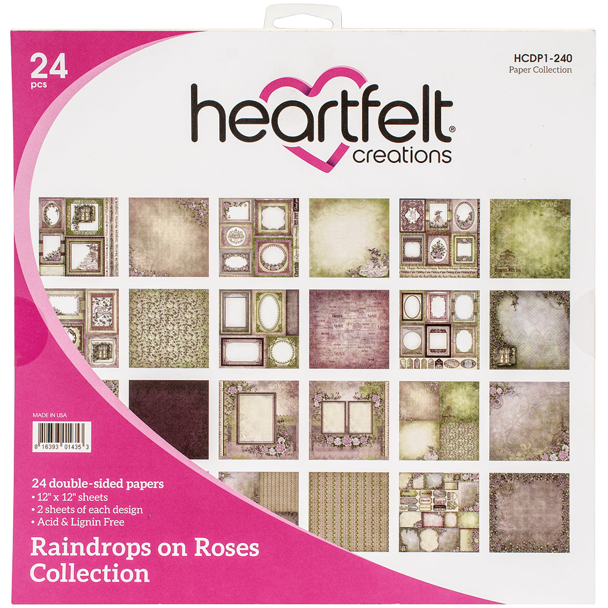 Heartfelt Creations Double-Sided Paper Pad 12"X12" 24/Pkg - Raindrops On Roses, 12 Designs/2 Each