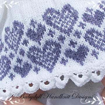 Hearts fairisle Dress Set 16-22” doll/newborn/0-3m baby