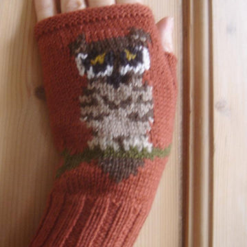 Tiny Owl fingerless gloves/mitts