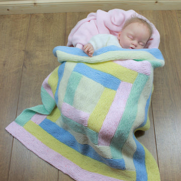 Knitting Pattern Baby Log Cabin Blanket Afghan UK & USA Terms #292