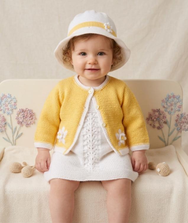 Daisy Dress, Cardigan and Sun Hat