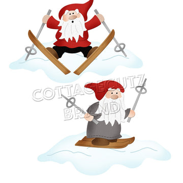 CottageCutz Dies - Skiing Gnomes, 3.7" To 2.3"