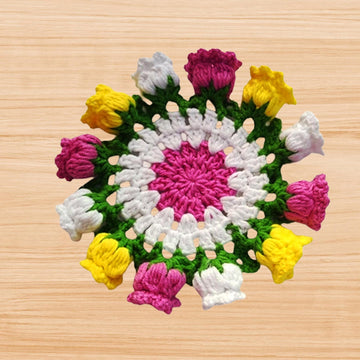 Crochet Lotus Flowers Coaster Pattern (PDF Download + Video Tutorial).