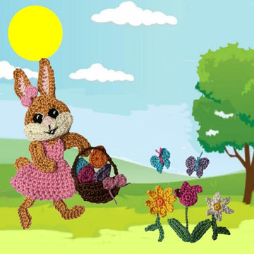Easter crochet bunny girl applique pattern