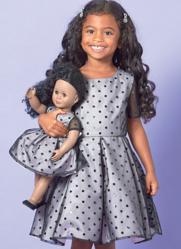 McCall's Children/Girls' Dresses and 18" Doll Dress M7707 - Sewing Pattern
