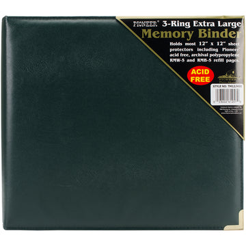 Pioneer 3-Ring Sewn Cover Album 12"X12" - Hunter Green Oxford