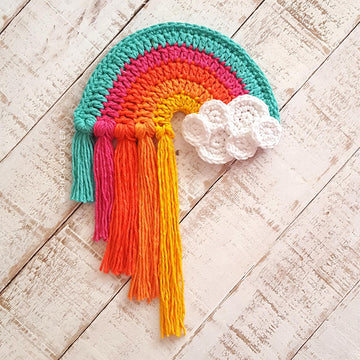 Rainbow crochet wall hanging