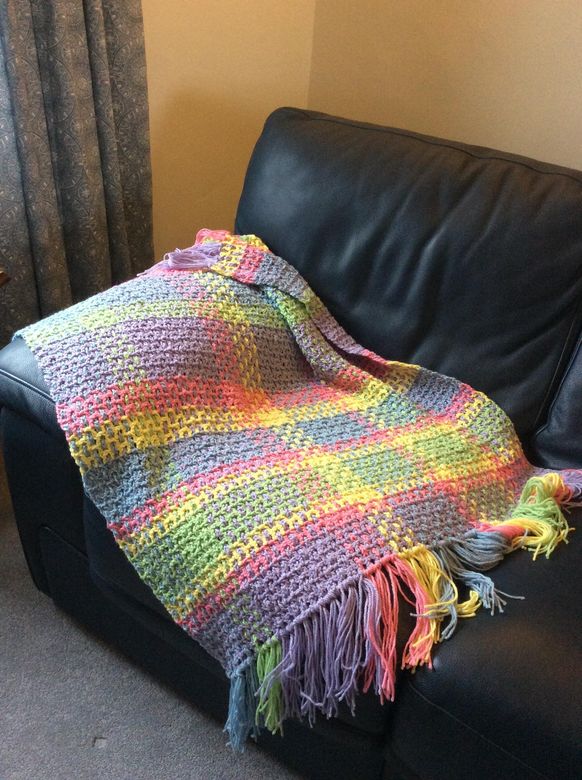 Woven crochet throw