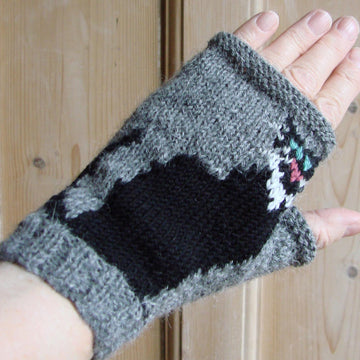Black Cat fingerless gloves