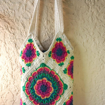 Crazy Daisy Squares Totebag