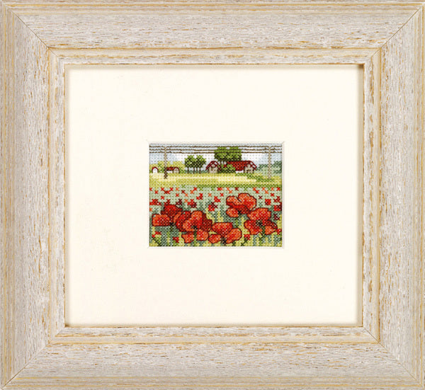 Permin Poppy Field Cross Stitch Kit - 14x12cm