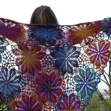 Flower scarf and shawl in one.