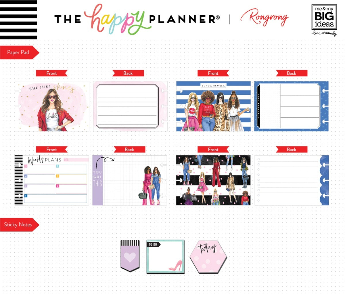 Happy Planner X Rongrong Note Cards/Sticky Note Multi Pack - 235/Pkg