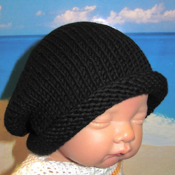Baby Black Roll Brim Slouch