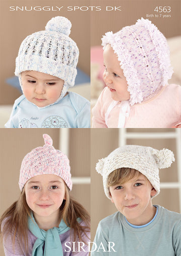 Babies and Children Hats in Sirdar Snuggly Spots DK - 4563 - Downloadable PDF