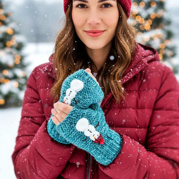 Snowman Fingerless Gloves