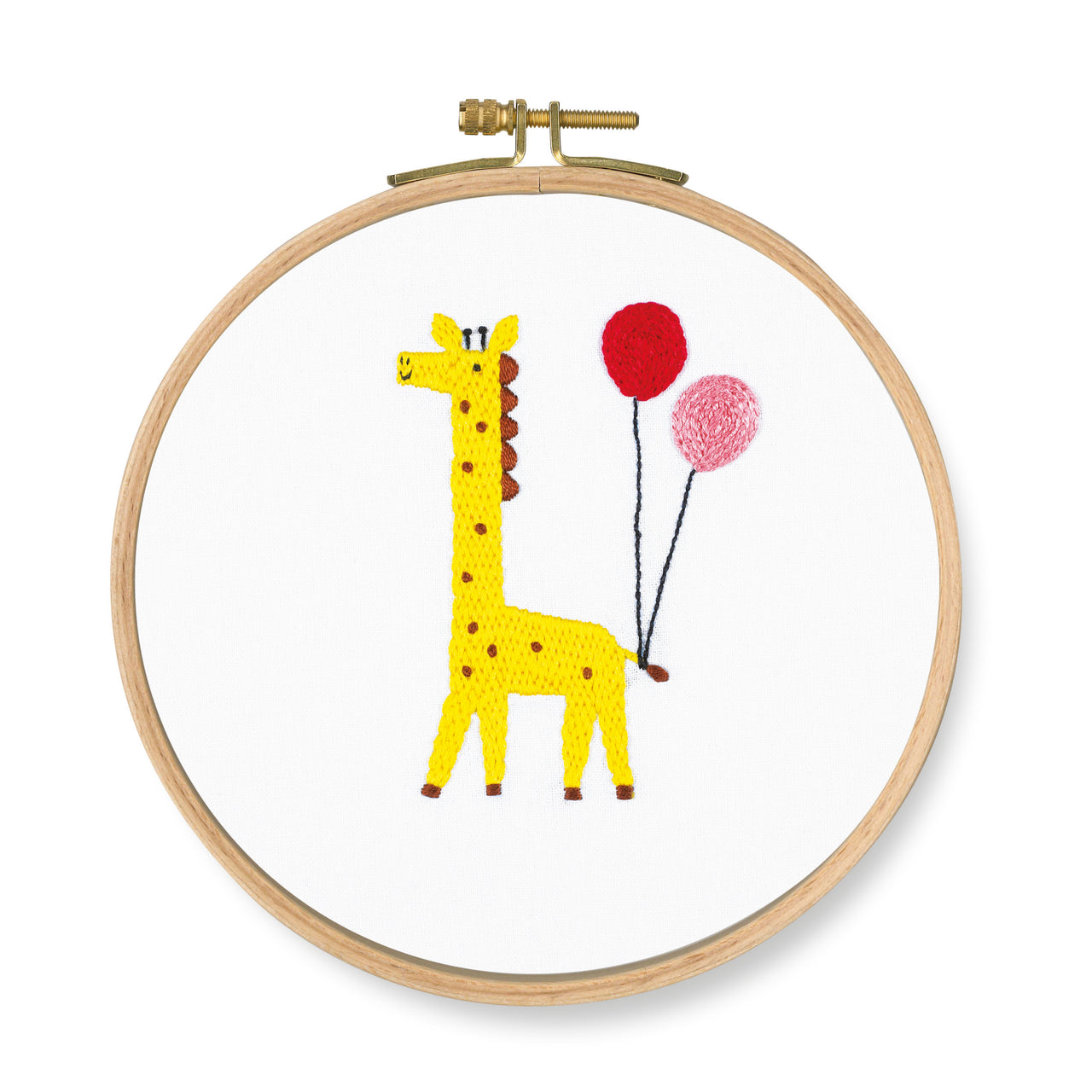 DMC Which one? Giraffe (printed fabric, 7" hoop) Printed Embroidery Kit -  35cm x 35cm