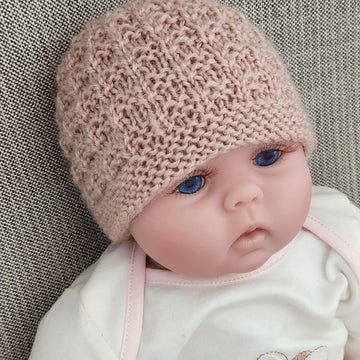 Kerry - Texture stitch 8ply baby beanie with garter brim