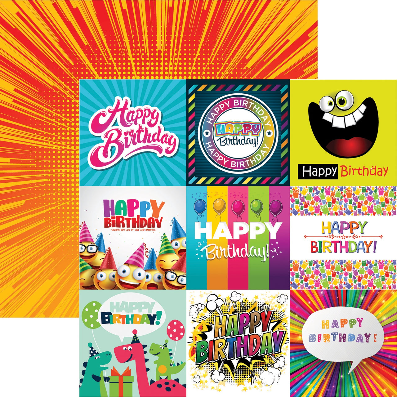 Reminisce Birthday Bash Double-Sided Cardstock 12"X12" 25/Pkg - Happy Birthday