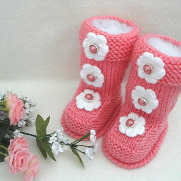 Knitted Baby Girl Booties Aurora Pattern by Elena Mitchell