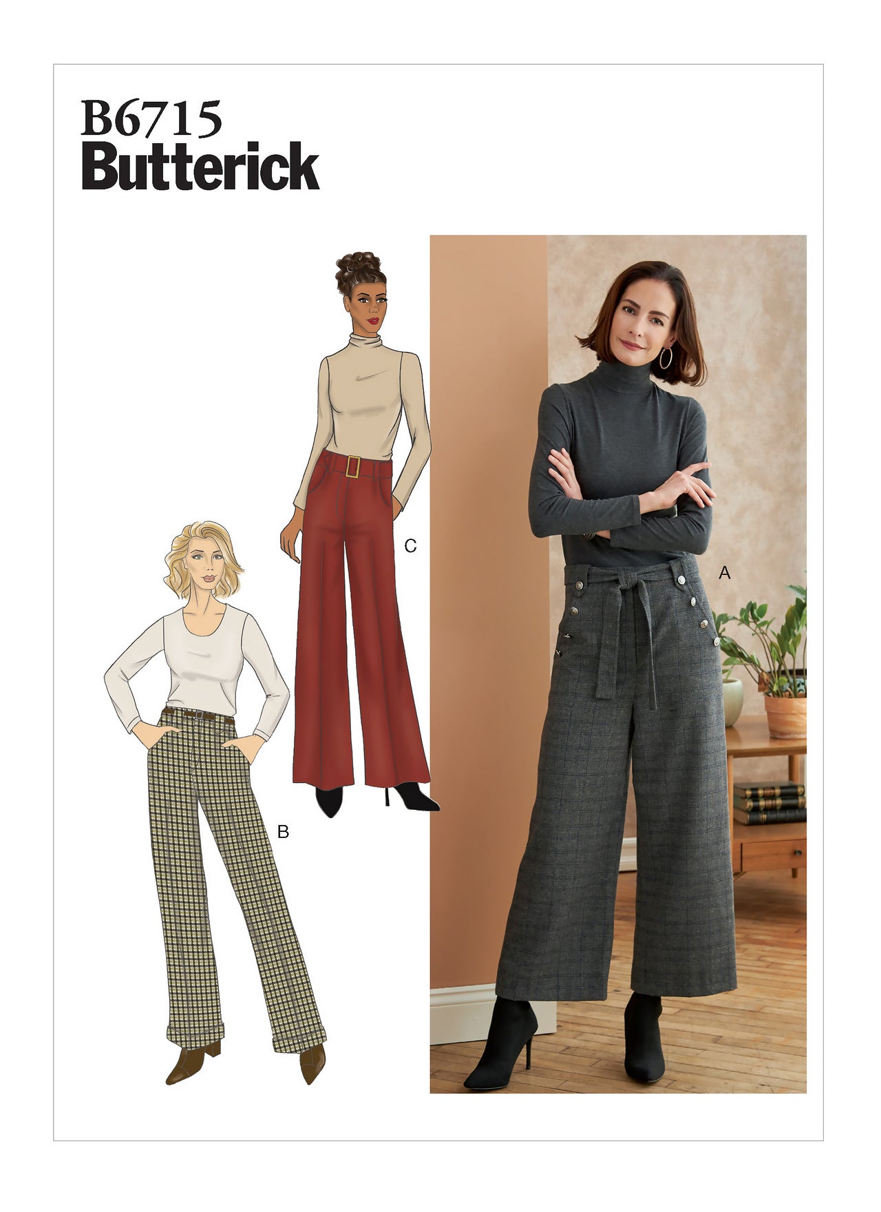 Butterick Misses'/Misses' Petite Pants, Sash & Belt B6715 - Sewing Pattern