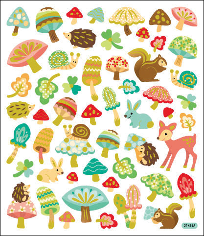 Tattoo King Sticker King Stickers - Woodland Animals & Mushrooms
